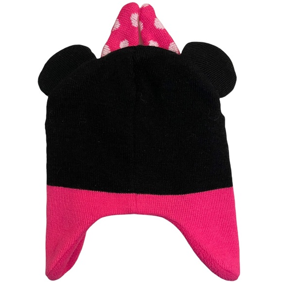 Disney, Minnie Mouse fleece/sweater girl’s hat . Pink, black, and embroidery. OS - Picture 4 of 5